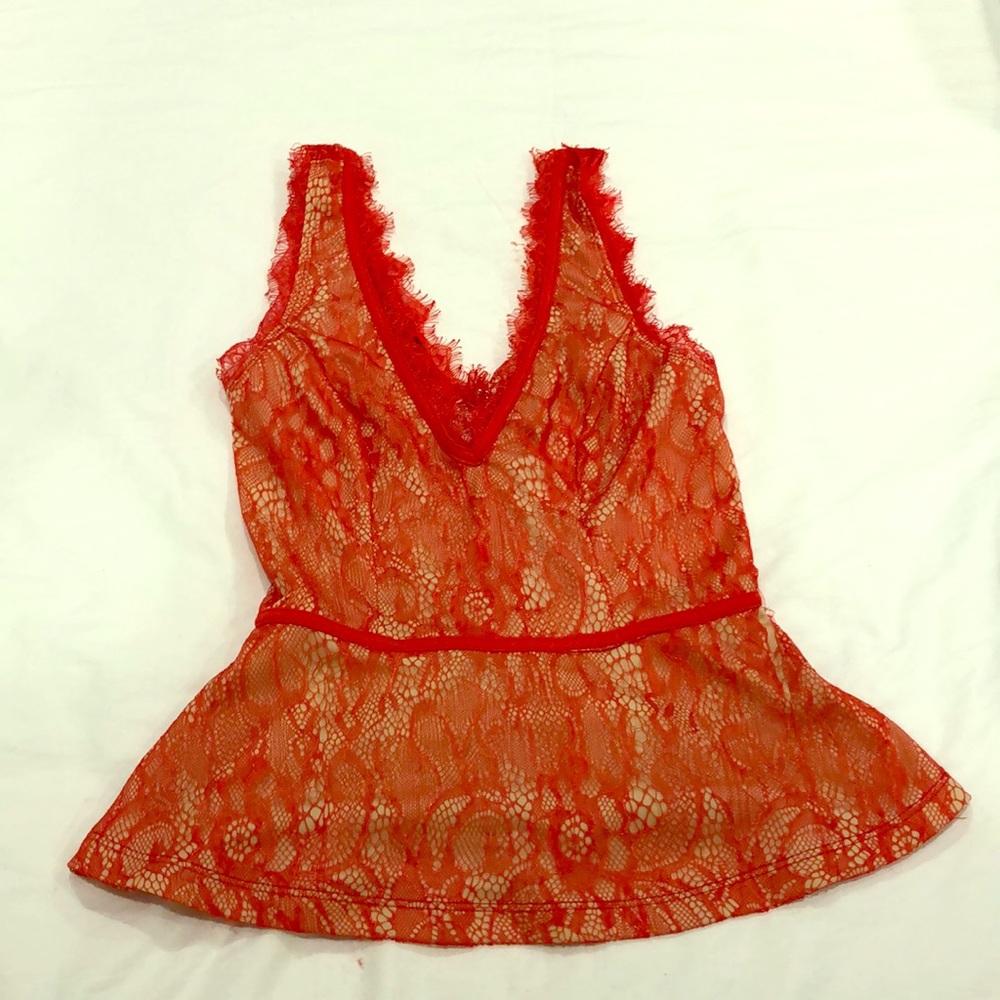 Arden B red lace top